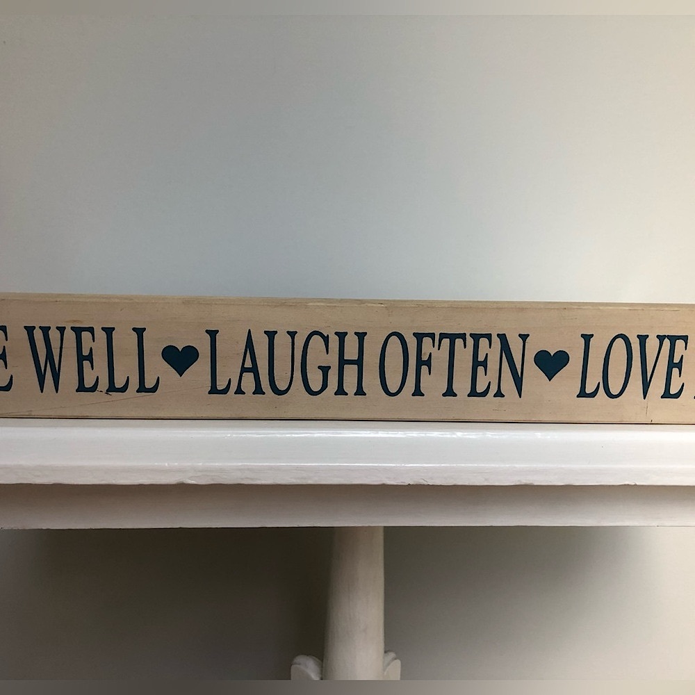 LIVE WELL 💙 LOVE MUCH 21” Block Wood Sign - Picture 2 of 9